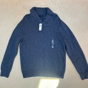 NWT Gap Men’s blue shawl collar sweater size large preppy core style